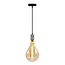 Industriële zilveren snoerpendel incl. 8,5W tot 10W XXL lamp, amber glas, 2000K, Ø160