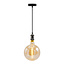 Moderne glanzende zwarte snoerpendel incl. 8,5W tot 10W XXXL lamp, amber glas, 2000K, Ø200