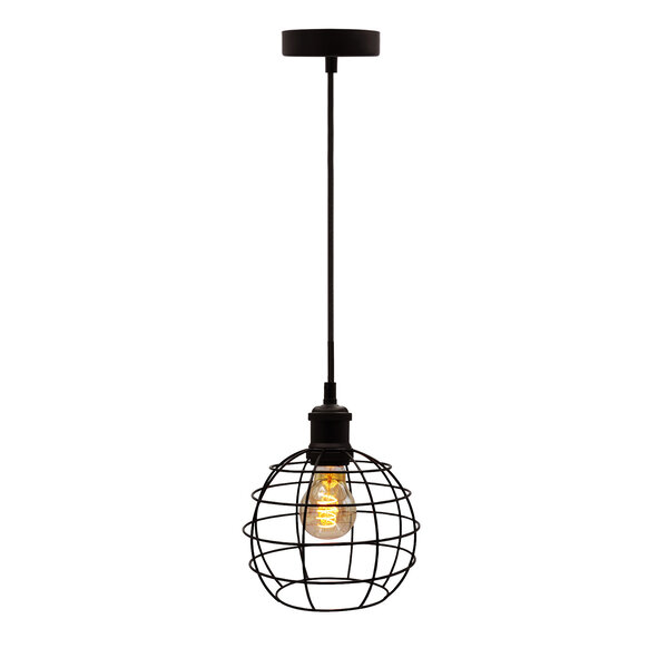 Lampe suspendue Hugo avec lampe spirale 5W, verre ambré, 1800K, Ø60