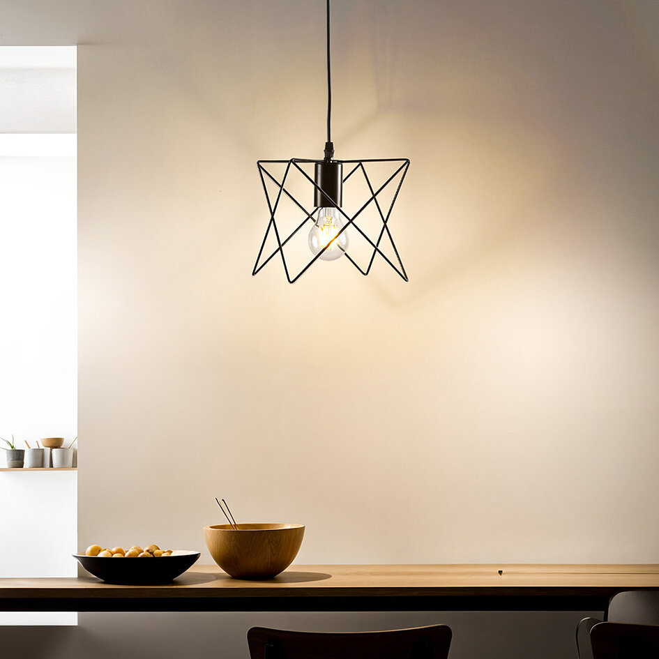 Lampe suspendue industrielle en métal noir - Star