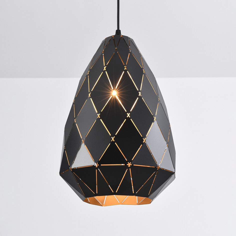 Lampe suspendue design noir brillant deco - Jupiter