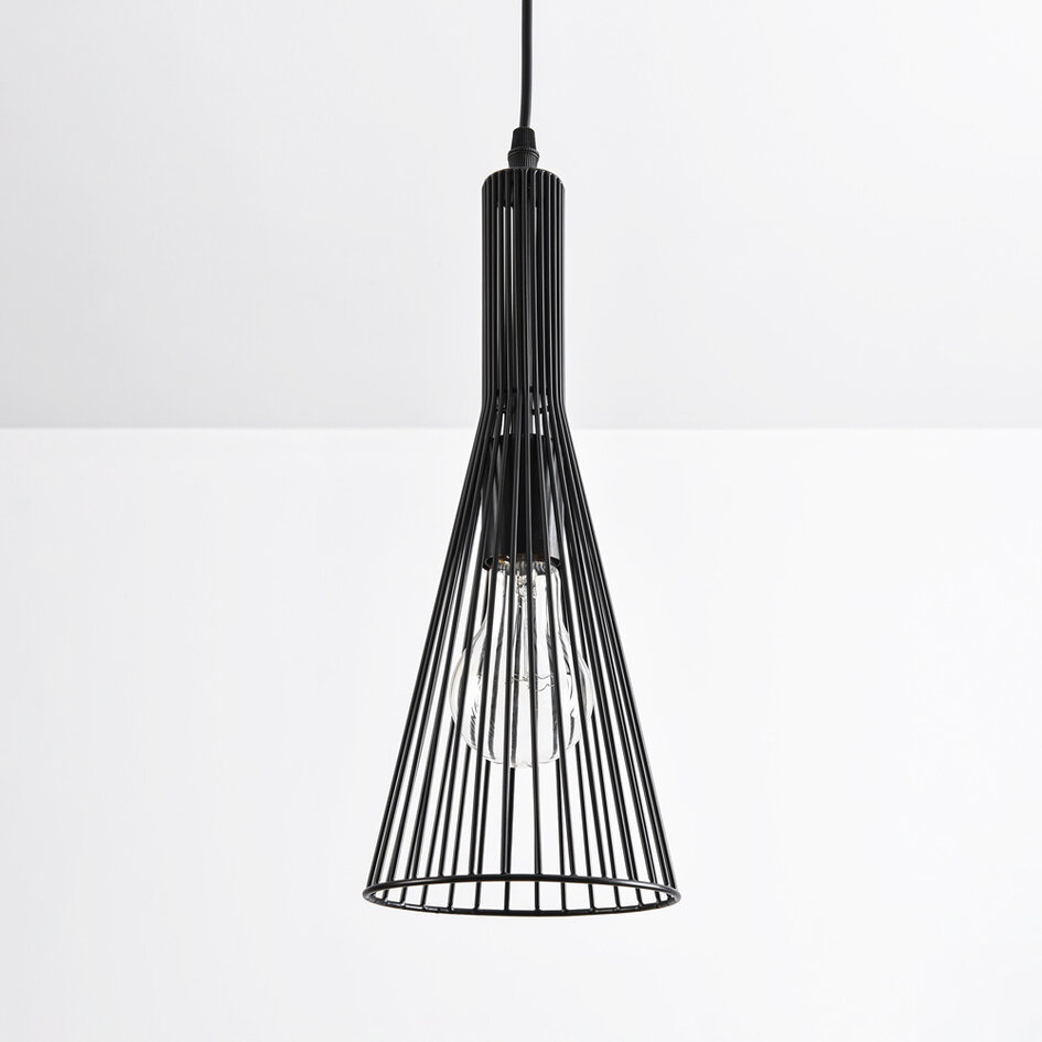 Lampe suspendue industrielle en métal noir - Sofia