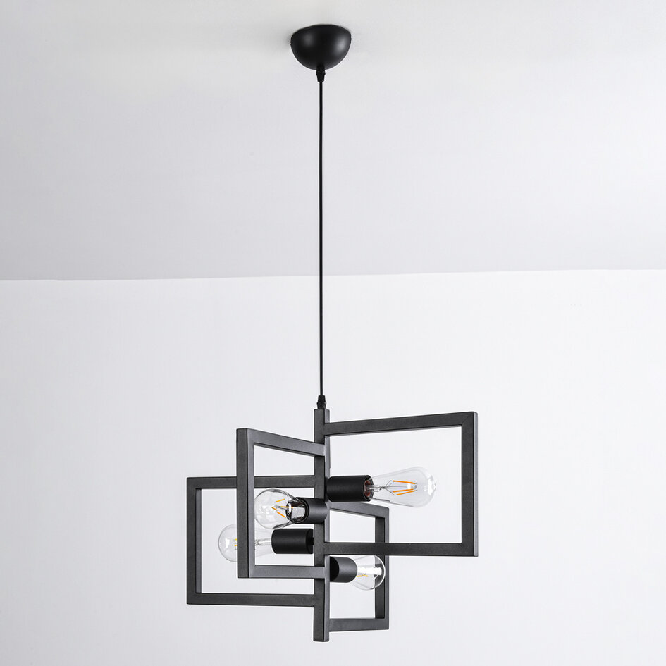 Industriële hanglamp Madrid 4-lichts met metalen constructie