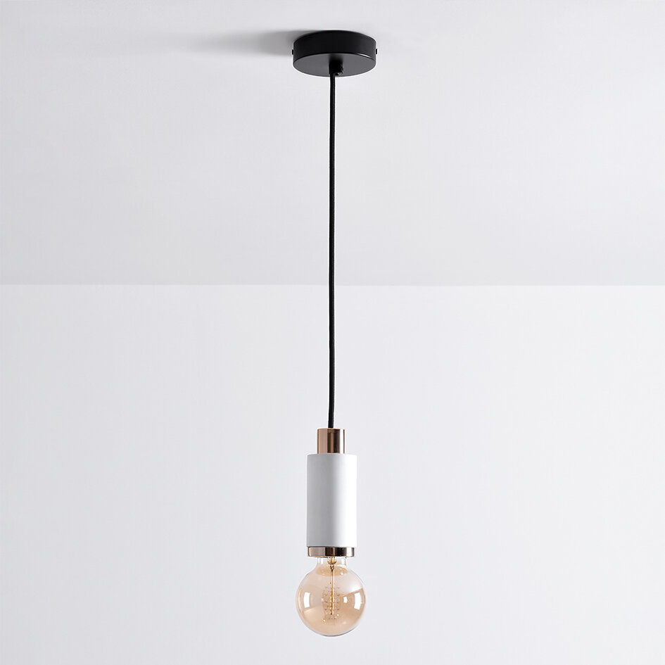 Design hanglamp wit beton met rosé gouden decoratie – Vienna
