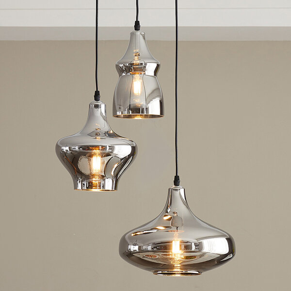 Lampe suspendue design chromée 3 lumières - Bari