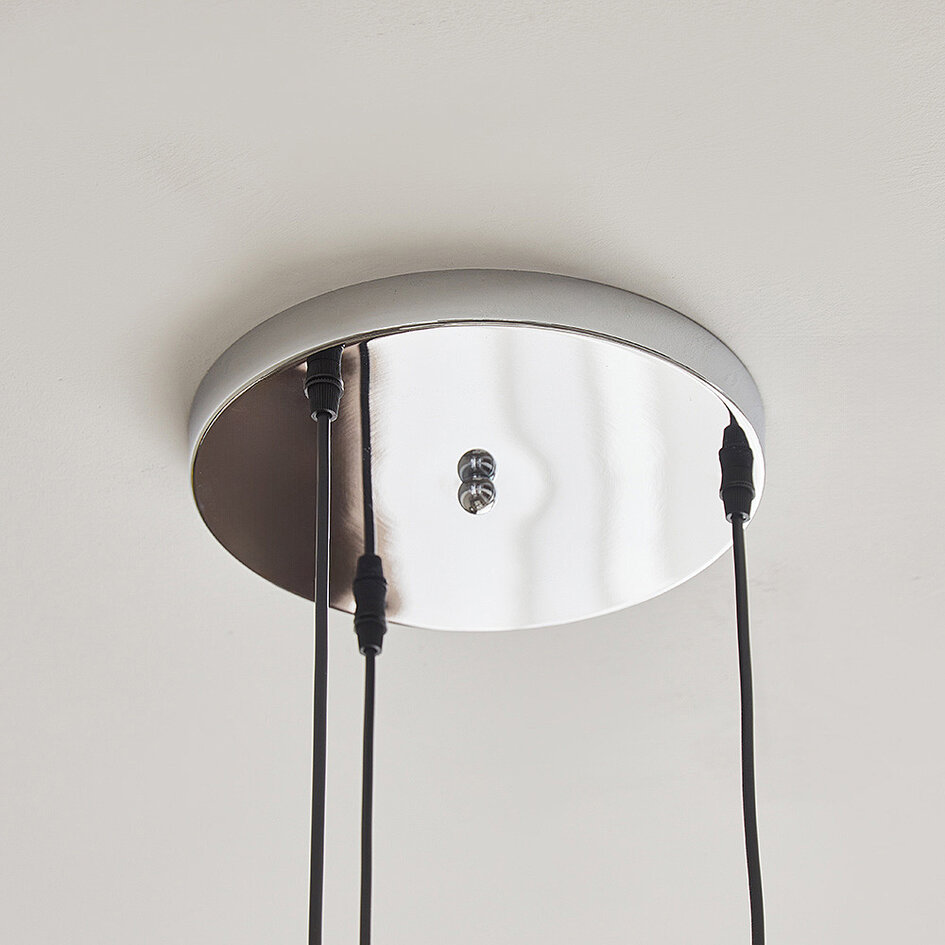 Suspension design Bari 3 lumières en verre chromé