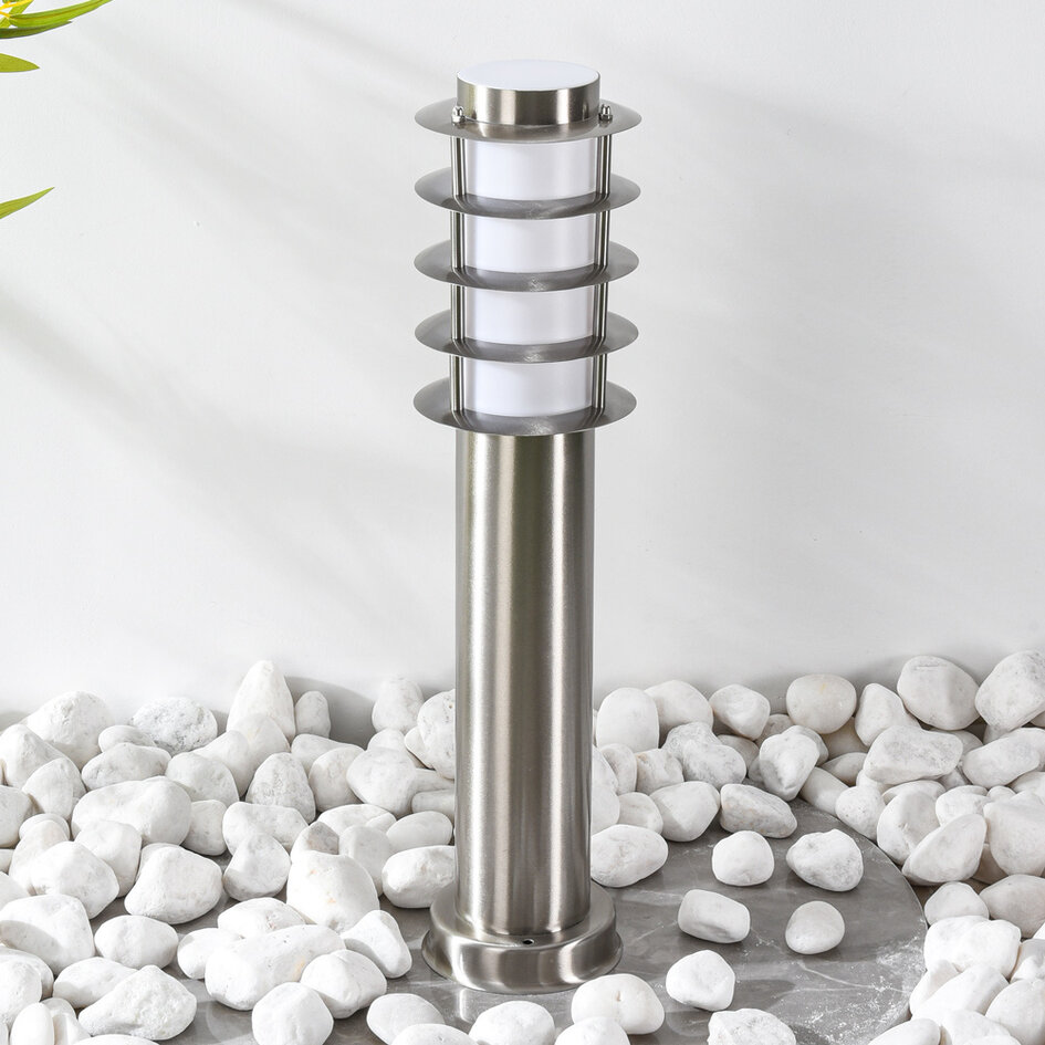 Lampe d'extérieur sur pied Silvio en acier inoxydable - 50 cm