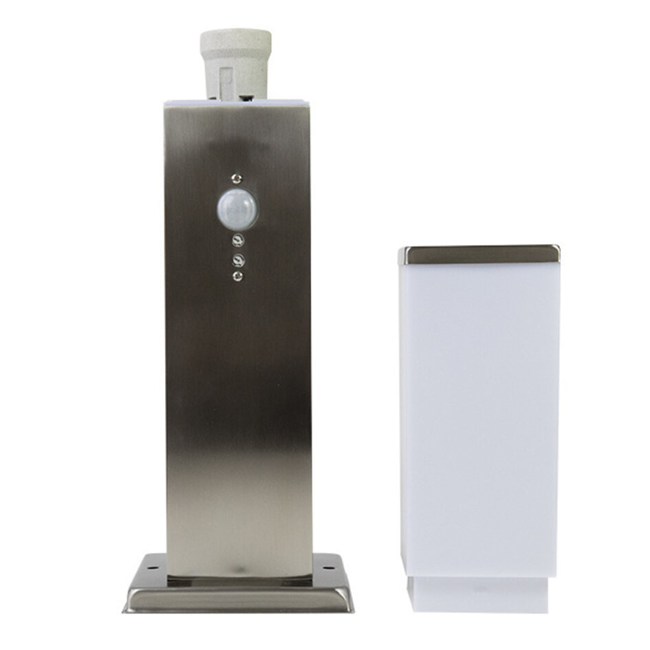 RVS staande buitenlamp Leopoldo met sensor, 45 cm