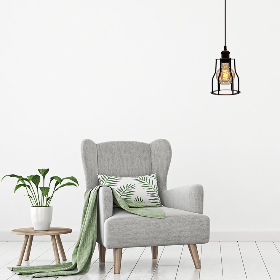 Lampe suspendue Diego avec lampe spirale 5W, verre ambré, 1800K, Ø95