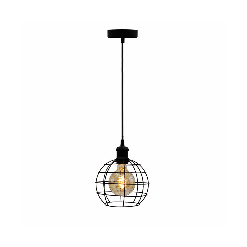 Suspension Hugo incl. ampoule spirale 5W, verre ambré, 1800K, Ø95