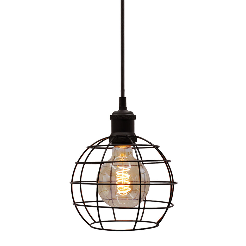 Suspension Hugo incl. ampoule spirale 5W, verre ambré, 1800K, Ø95