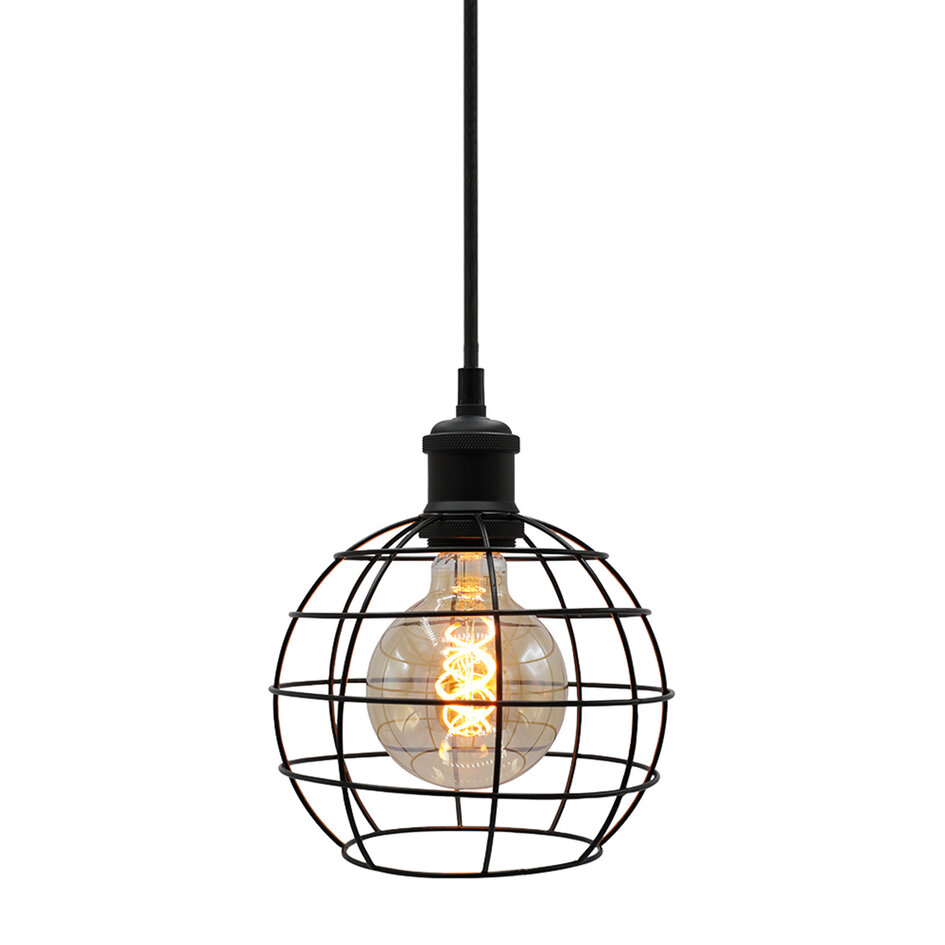 Hanglamp Hugo incl. 5W spiraal lamp, amber glas, 1800K, Ø95