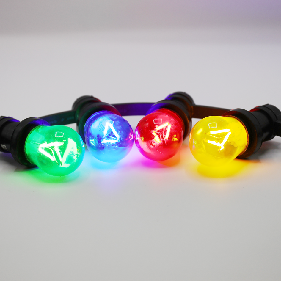 Kit de guirlande guinguette avec ampoules à filament LED colorées dimmables