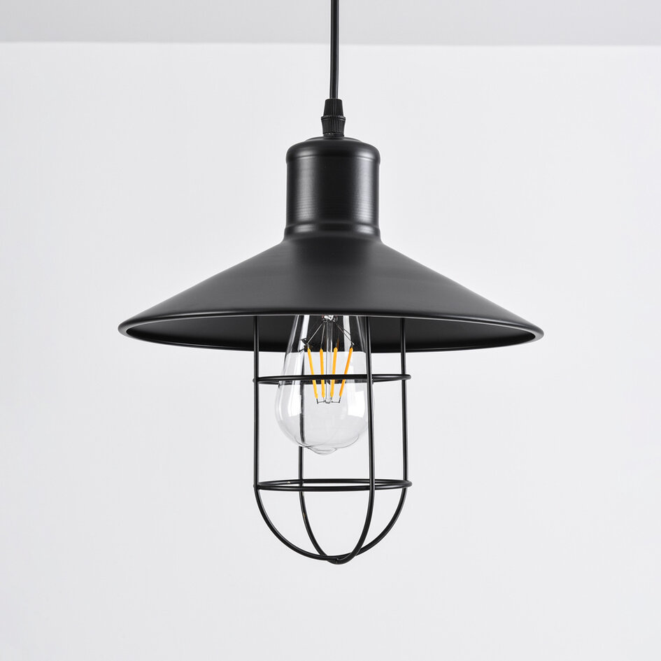 Industriële hanglamp Kiev van zwart staal