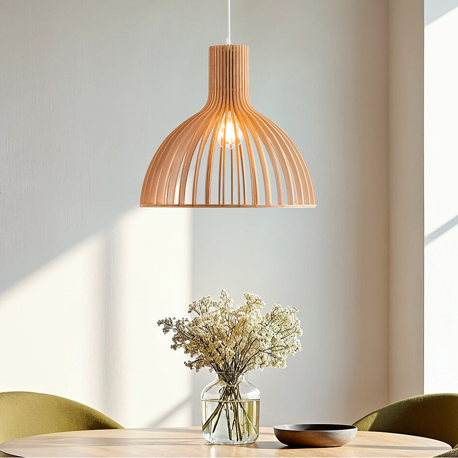 Lampe suspendue de style rustique en bois naturel - Bali