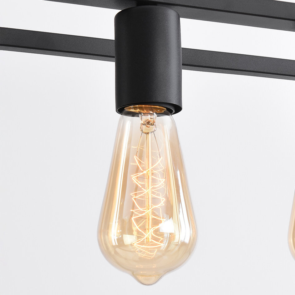 Lampe suspendue industrielle noire 4-lumières - cage Zagreb