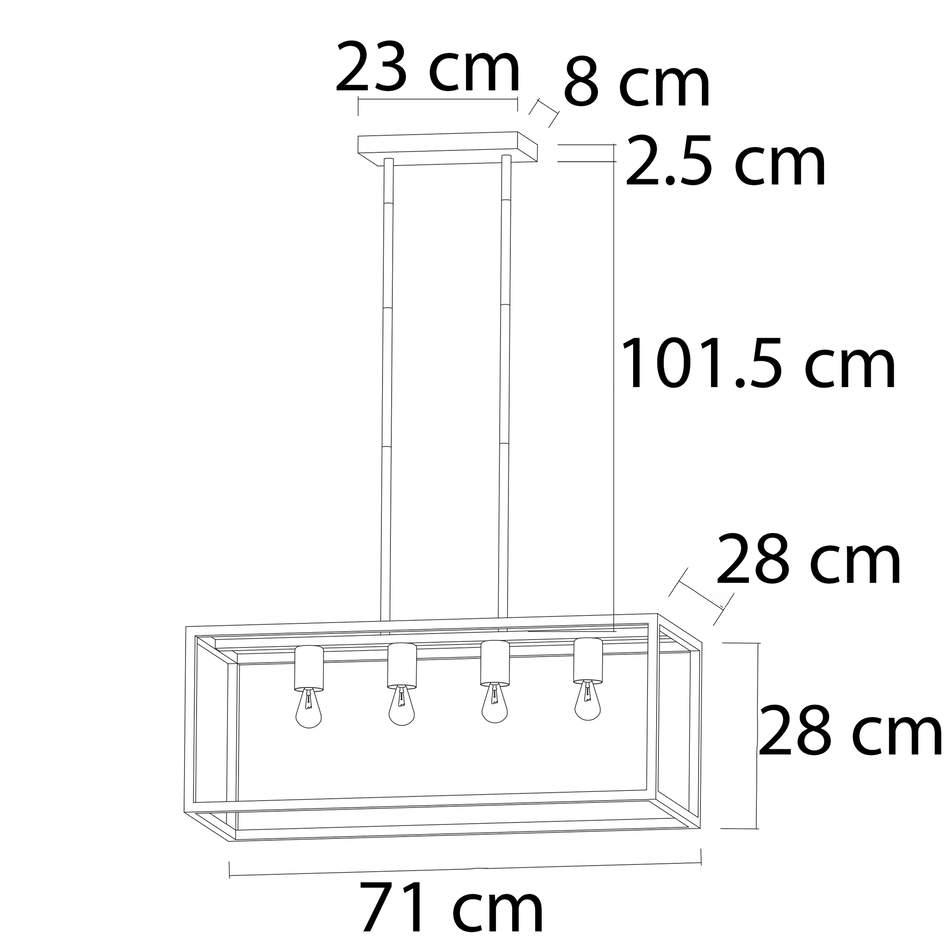 Lampe suspendue industrielle noire 4-lumières - cage Zagreb