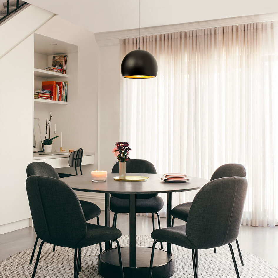 Lampe suspendue moderne ronde noire avec or - Goldy