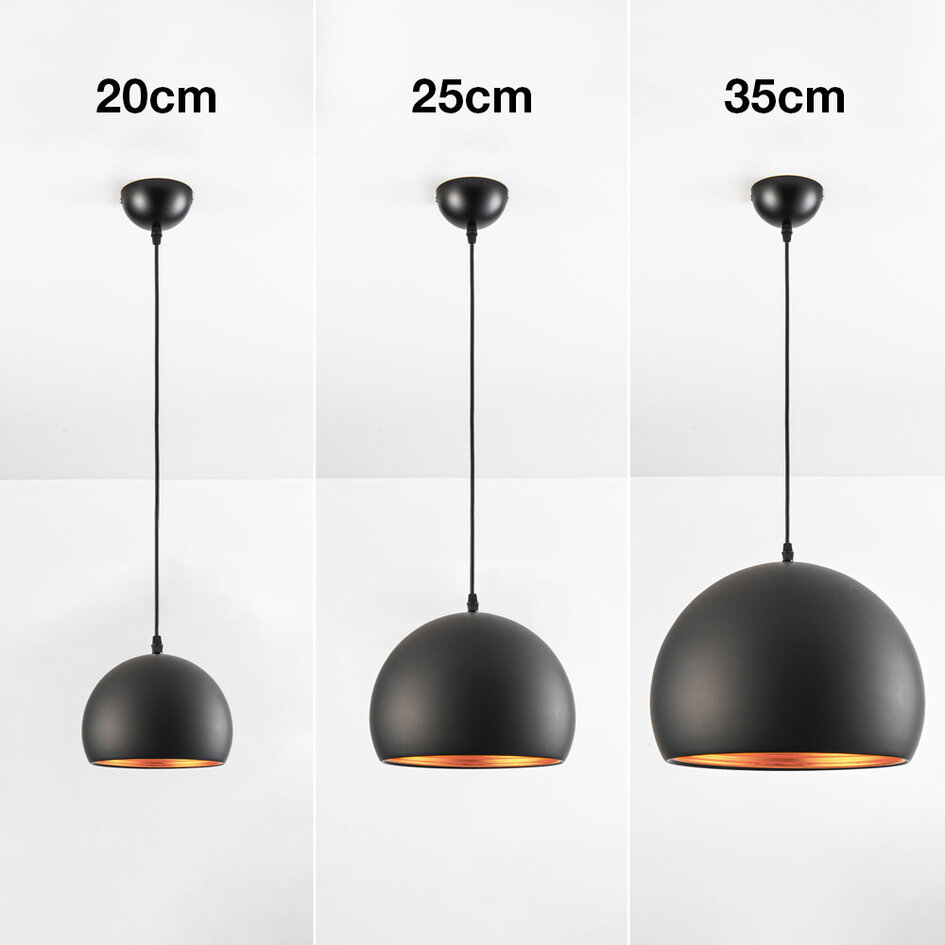 Lampe suspendue moderne ronde noire avec or - Goldy