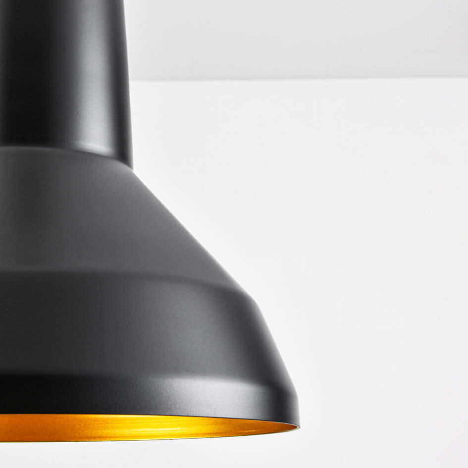 Lampe à suspension moderne noire avec décoration dorée - Sicile