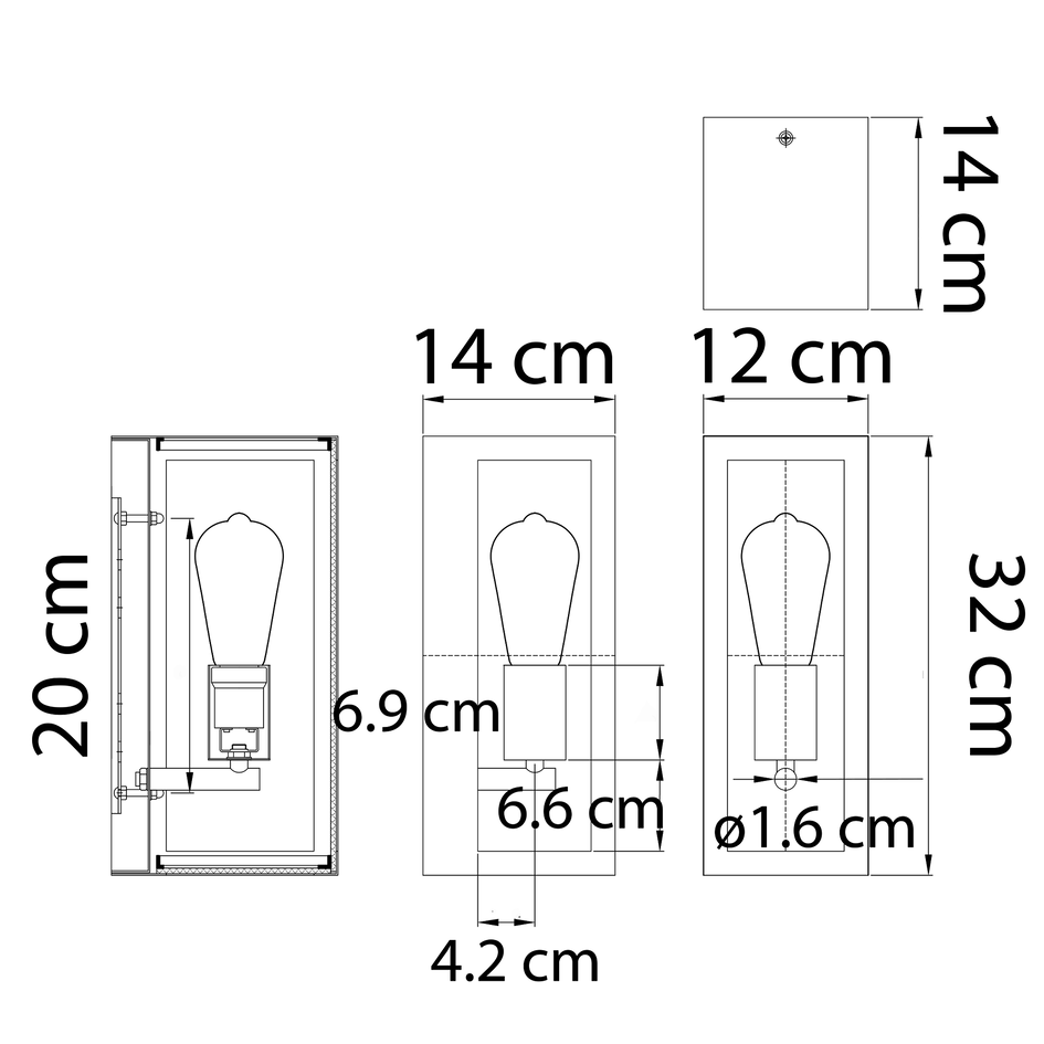 Applique murale moderne noire avec verre - Filippo