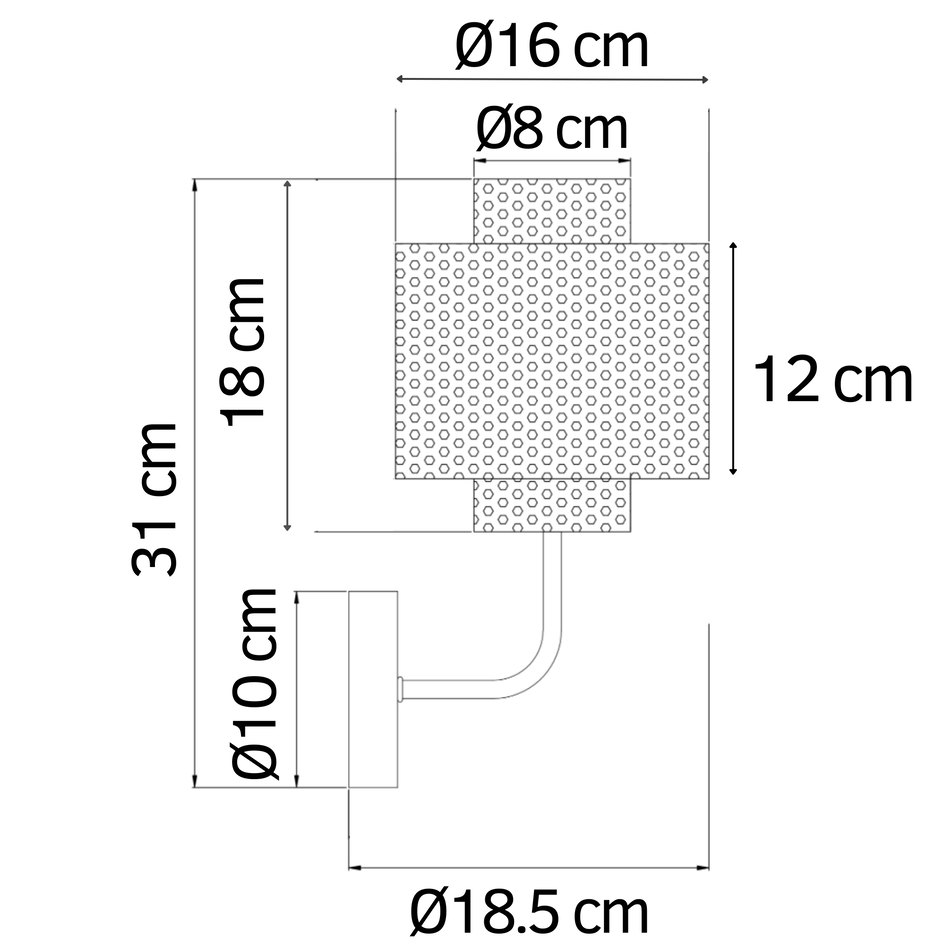 Lampe murale Mary - noir avec or