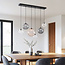 6-lichts hanglamp Lumora - smoke, amber en transparant glas