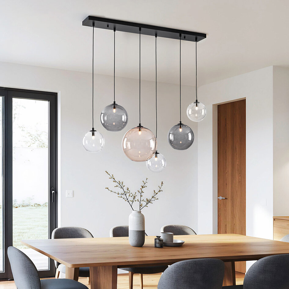 Eigentijdse hanglamp met diverse kleuren glazen bollen - Lumora