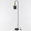 Staande vloerlamp zwart met rookglas en gouden details - Piedi