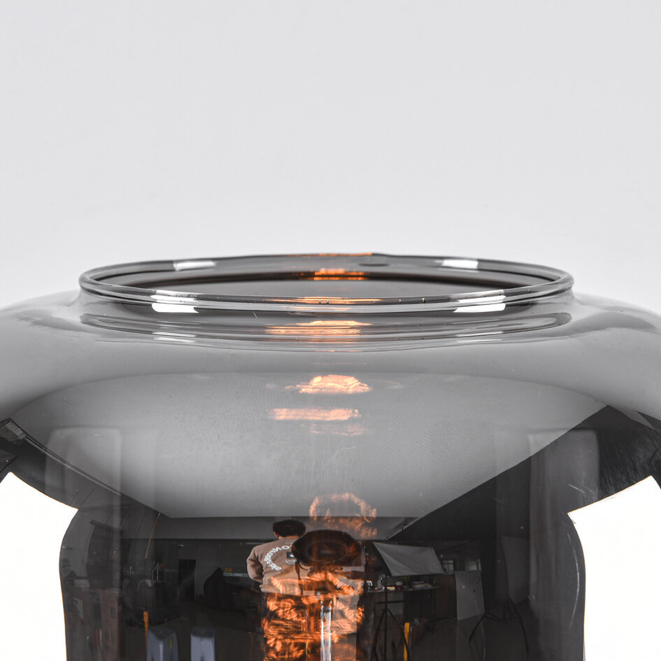 Moderne glazen tafellamp zwart met smoke glas - Solo
