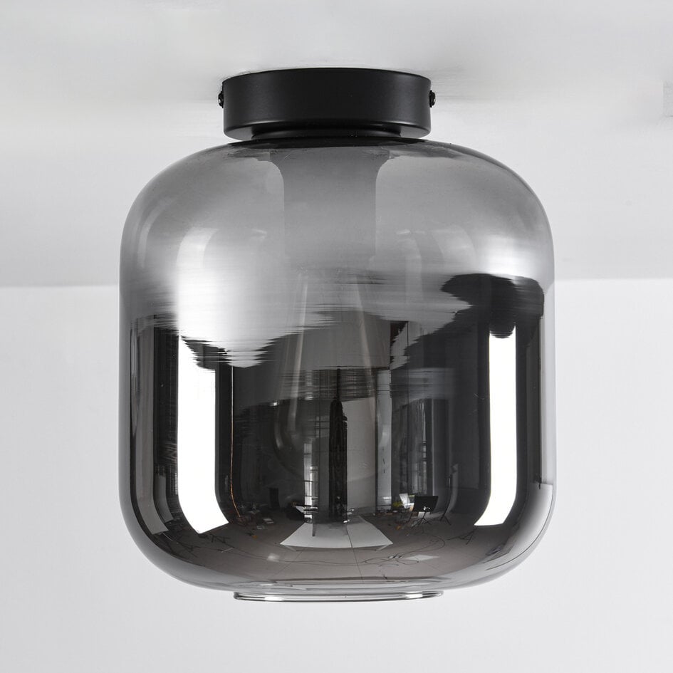 Plafonnier 1 lumière Soli - noir et verre fumé