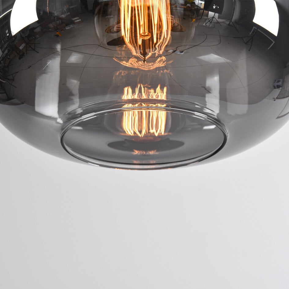 Plafonnier 1 lumière Soli - noir et verre fumé