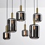 Suspension 6 lumières Sei - noir, doré et verre fumé