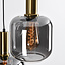 Design hanglamp zwart met smoke glas en gouden details, 5-lichts - Cinque