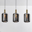 Lampe suspendue à 3 lumières noire et or avec verre fumé - Teto