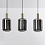 Suspension 3 lumières Teto - noir, doré et verre fumé