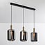 Suspension 3 lumières Teto - noir, doré et verre fumé