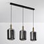 Suspension 3 lumières Teto - noir, doré et verre fumé