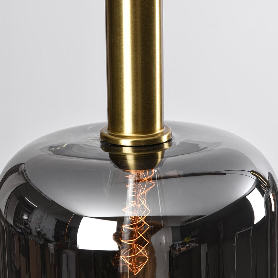 Suspension 3 lumières Teto - noir, doré et verre fumé
