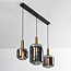 3-lichts hanglamp Tectos - zwart, goud en smoke glas