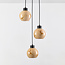 3-lichts hanglamp mat zwart met marmerlook - Marmore
