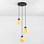 3-lichts hanglamp mat zwart met marmerlook - Marmore