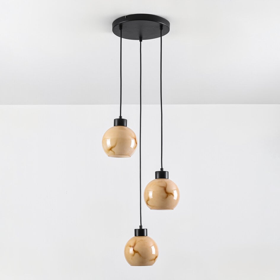 Suspension 3 lumières Marmore - noir et aspect marbre