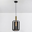 Suspension 1 lumière Sofito - noir, doré et verre fumé