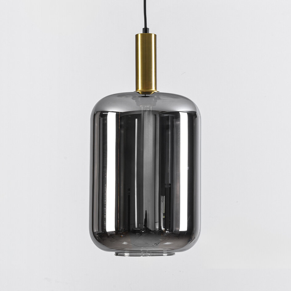 Lampe suspendue moderne noir et or avec verre fumé - Sofito