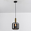 Suspension 1 lumière Basso - noir, doré et verre fumé