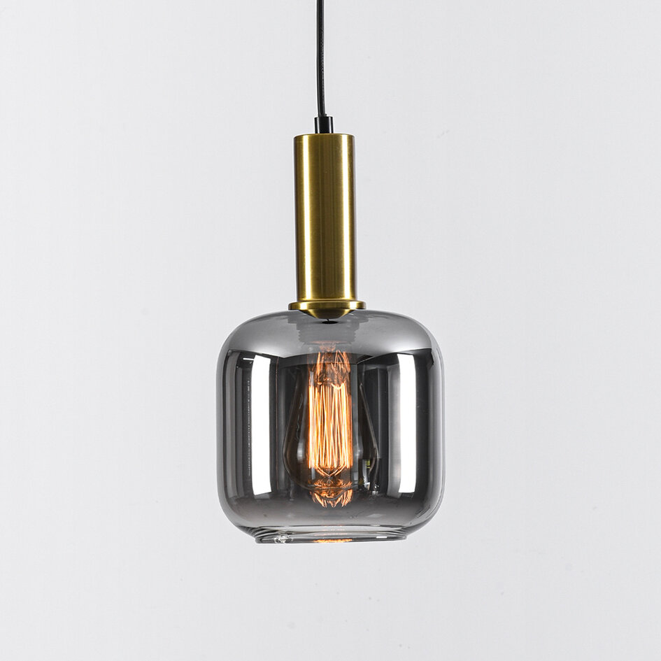 Lampe suspendue moderne noir et or avec verre fumé - Appeso