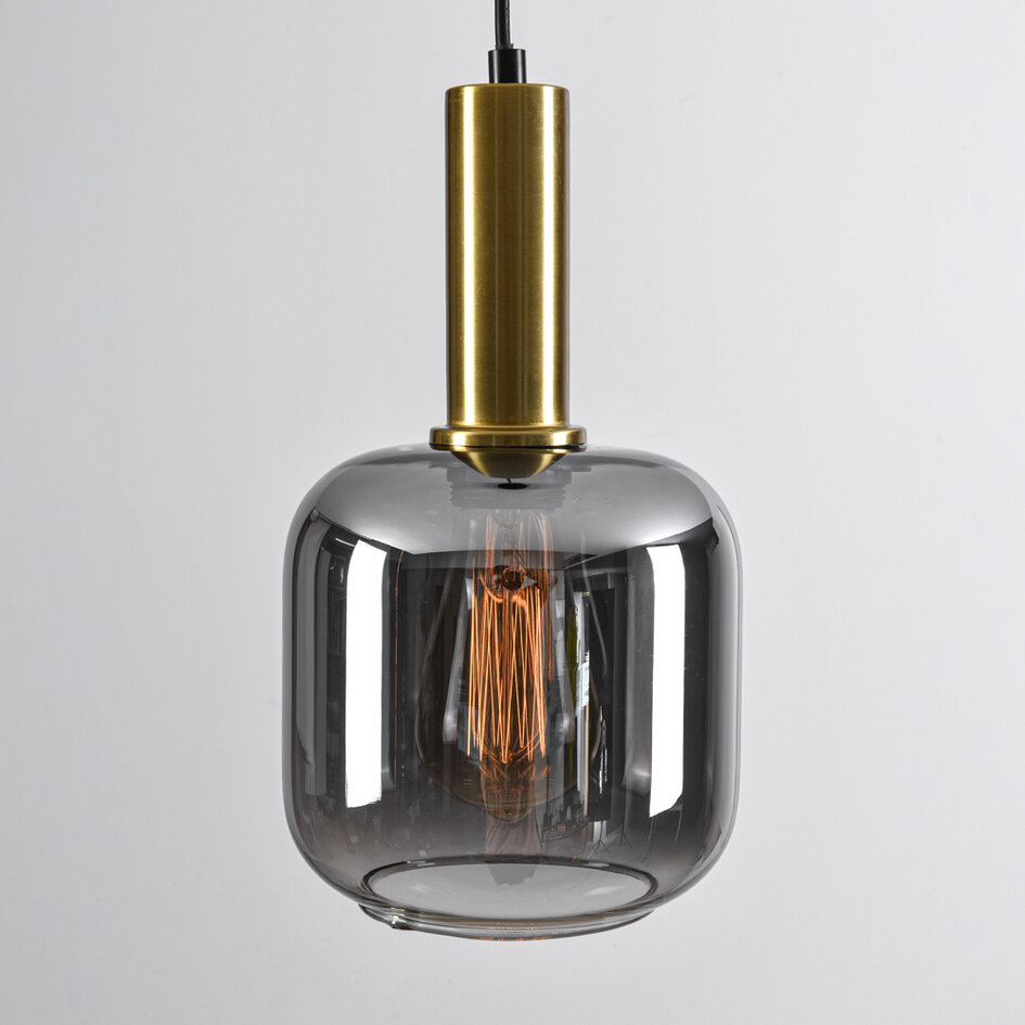 Lampe suspendue moderne noir et or avec verre fumé - Appeso