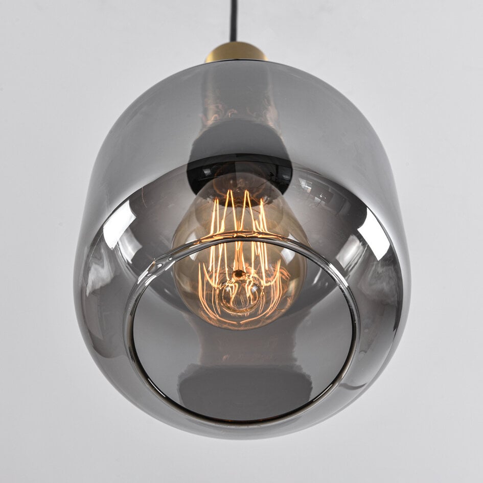 Suspension 1 lumière Appeso - noir, doré et verre fumé