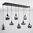 Suspension 8 lumières Loic - noir et verre fumé